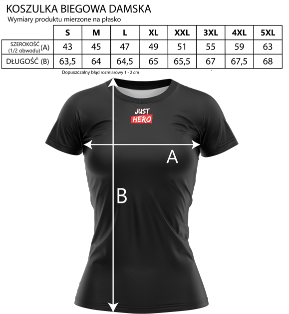 Tabela rozmiarów damska JUST HERO