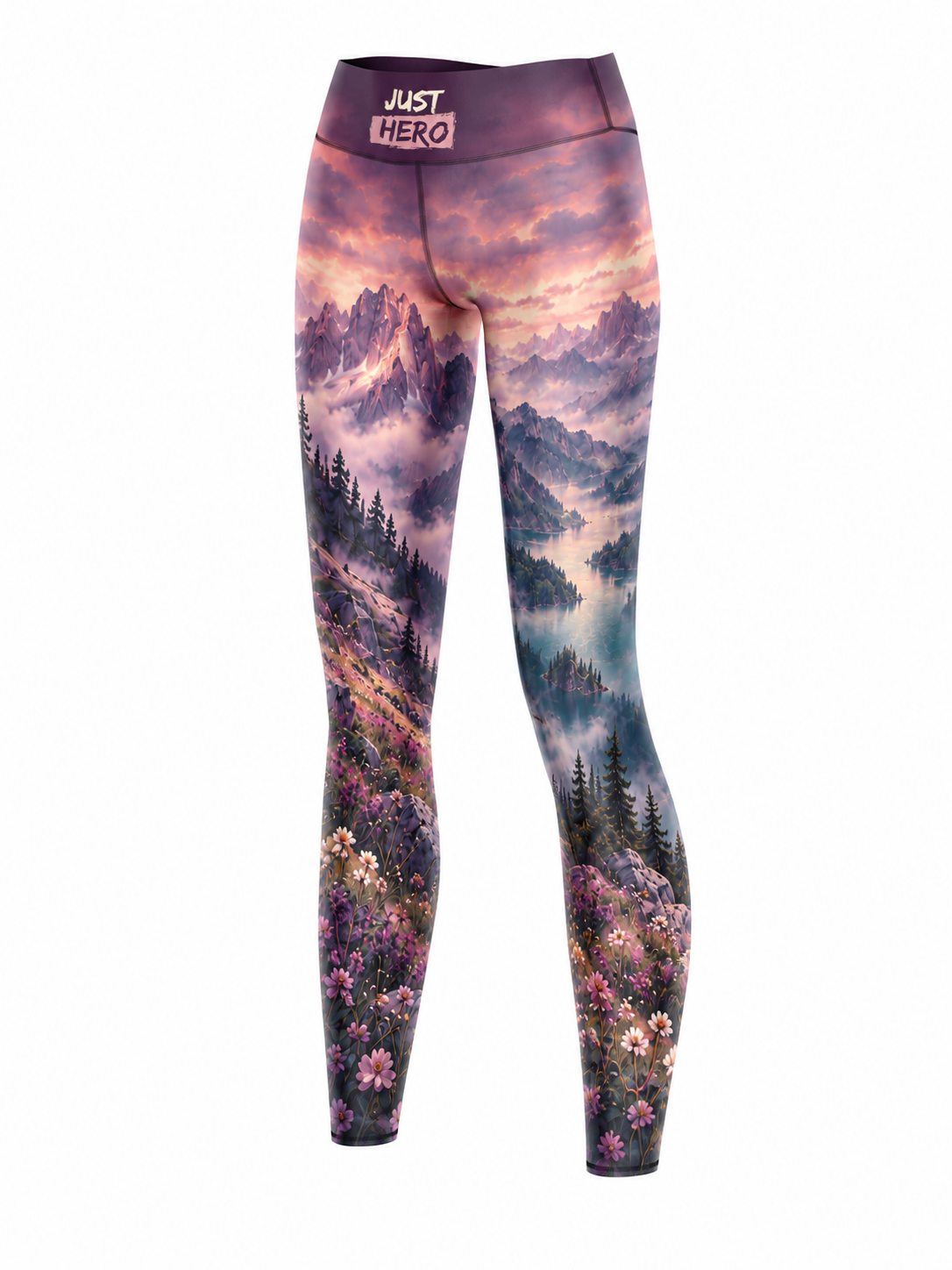 Legginsy sportowe z alpejskim krajobrazem.png